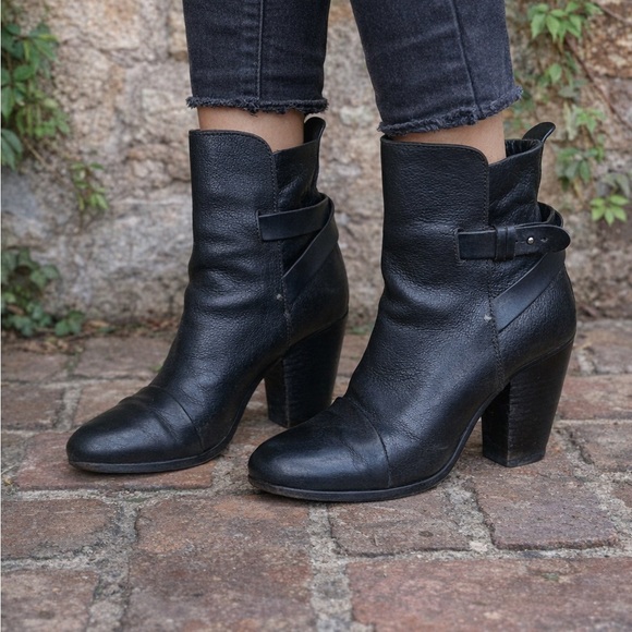 RAG & BONE Black Leather Ankle Boots, 39